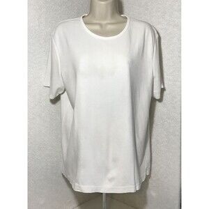 Sonoma Women’s XL Short Sleeve White Top Stretchy Knit Top Casual Cottagecore
